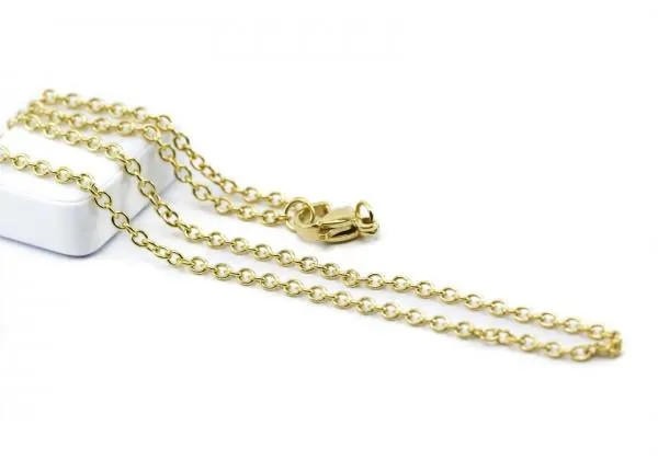 Collier Maille Forçat en Acier Inoxydable - Longueur : ± 45 cm - Maille 2 x 2,5 mm - Couleur Doré