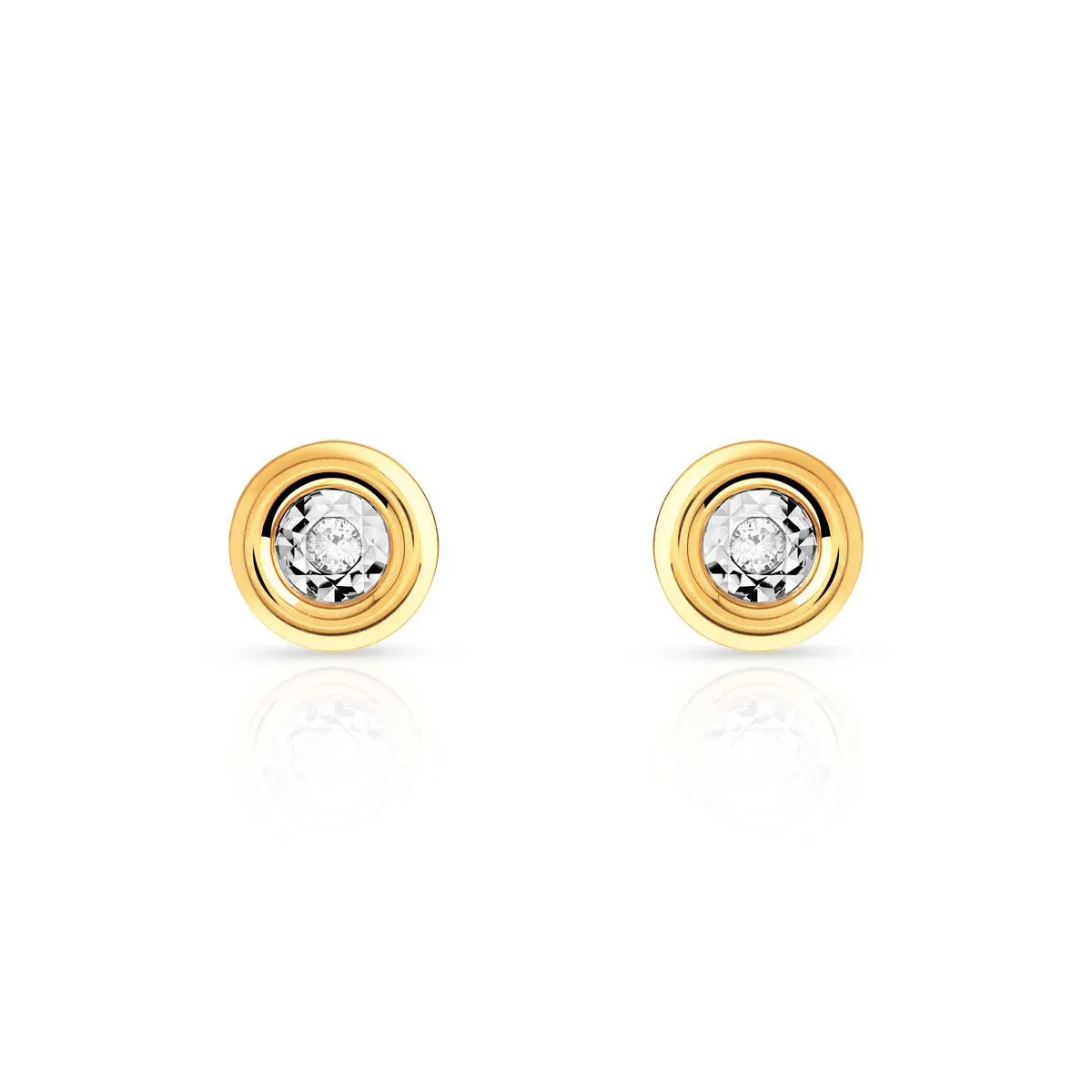 Boucles d'oreilles or 750 jaune diamants