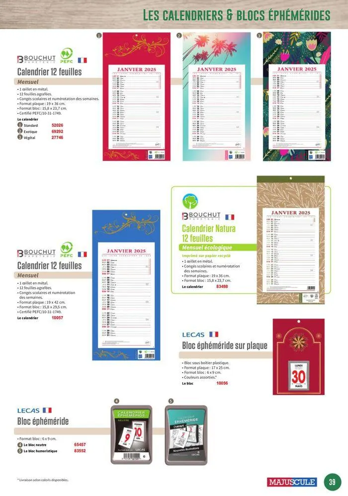Les Agendas et Calendriers 2025 du 23 mai au 31 décembre 2025 - Catalogue page 39