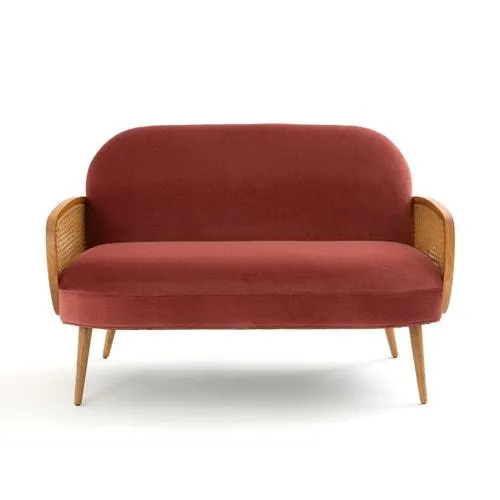 Canapé velours et cannage, Buisseau