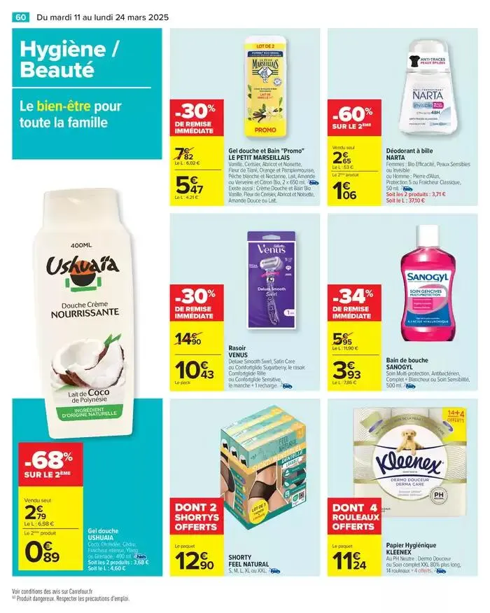 LES JOURS MEILLEURS AVEC LES PRODUITS CARREFOUR du 11 mars au 24 mars 2025 - Catalogue page 62