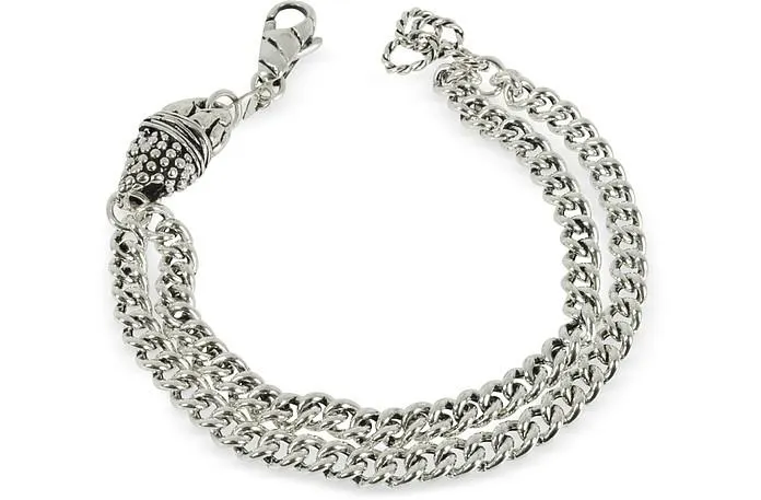 Bracelet à Double Chaine en Argent Sterling