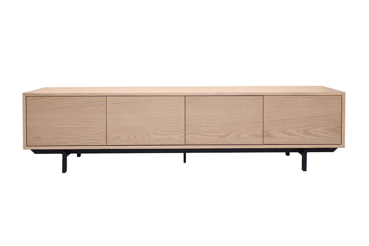 Meuble TV finition bois chêne et métal noir L200 cm MANNY
