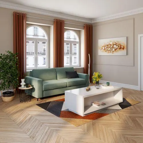 Table basse 140cm MILTON blanc laqué