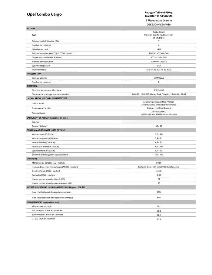 Opel Combo Cargo du 4 avril au 4 avril 2026 - Catalogue page 12