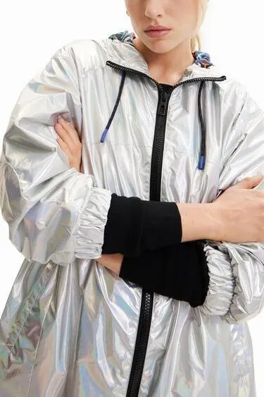 Parka métallisée à capuche