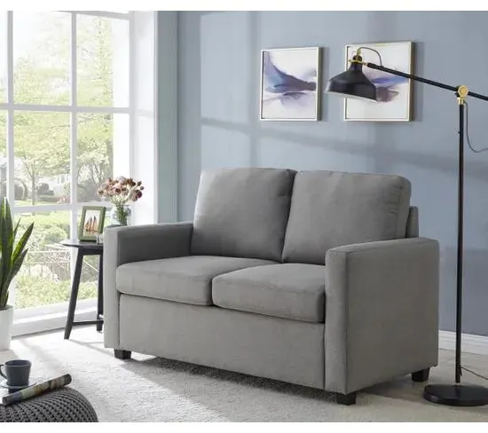 Canapé convertible 2 places EASY Tissu gris