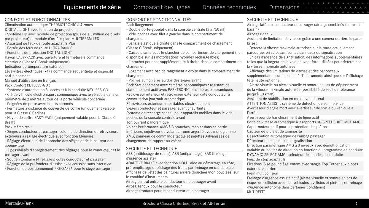 Classe C Berline, Break et All Terrain du 9 septembre au 31 août 2025 - Catalogue page 9