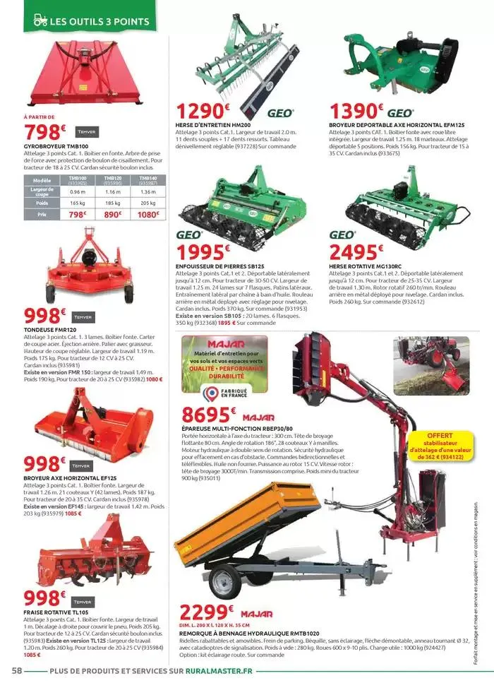 Motoculture et remorques du 1 mars au 31 mai 2025 - Catalogue page 58