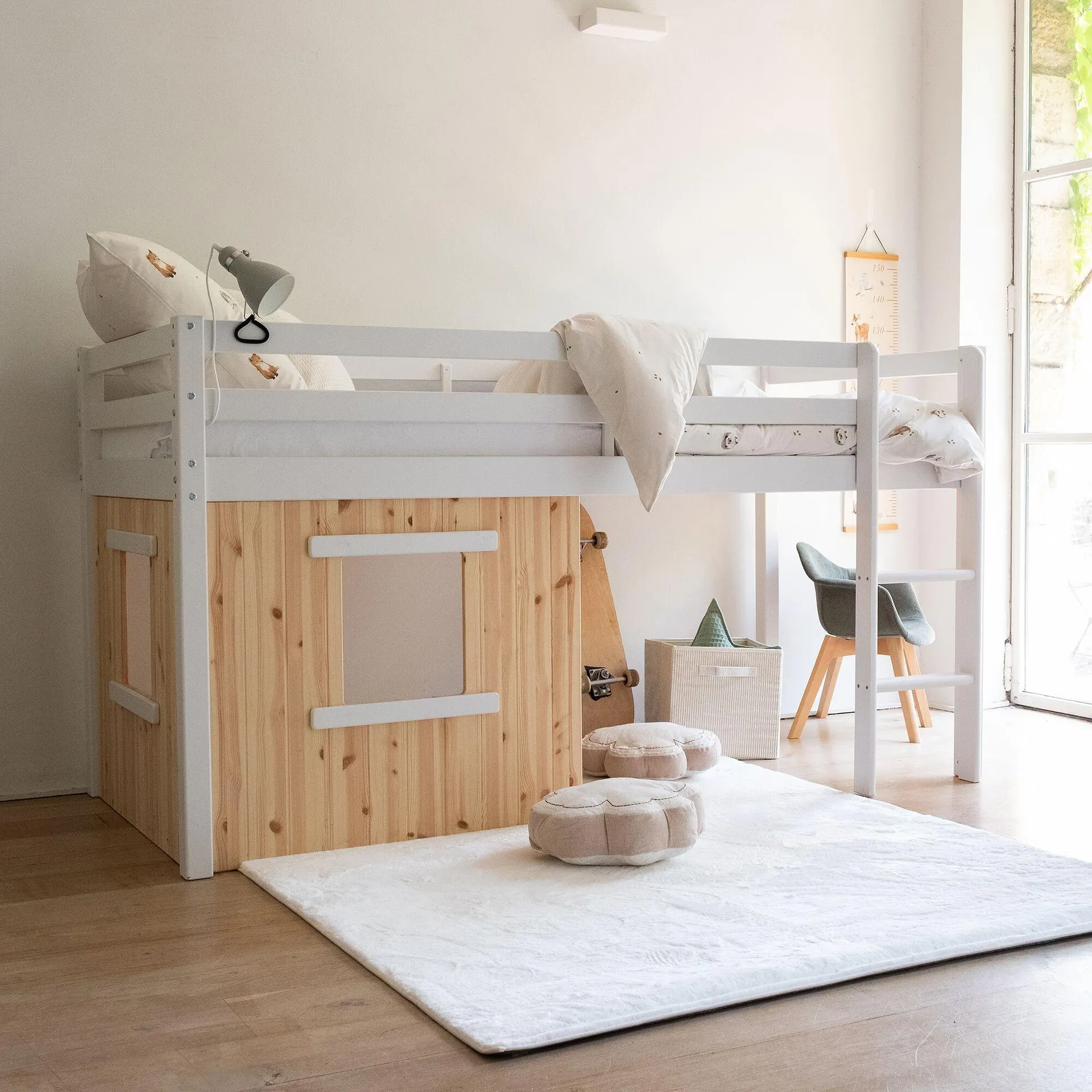 Lot de 2 panneaux pour lit cabane 75x91,5cm - bois clair