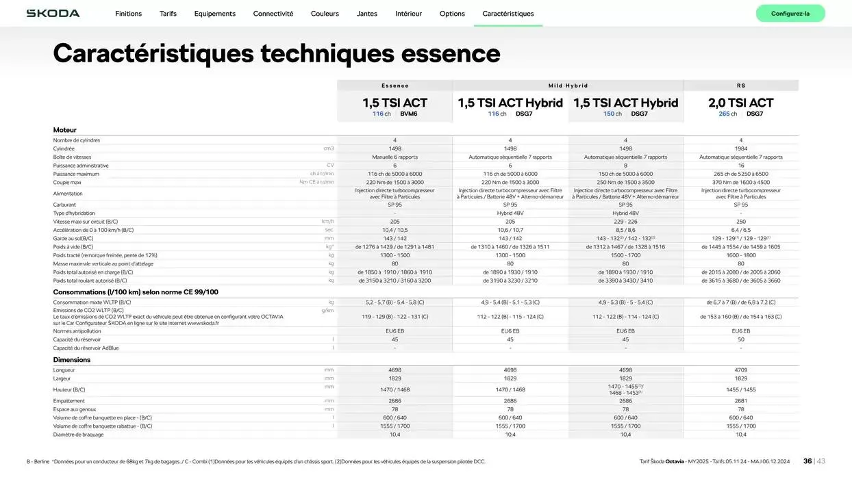 Octavia Berline Selection 1.5 TSI 116ch Hybrid DSG7 du 9 janvier au 9 janvier 2026 - Catalogue page 36