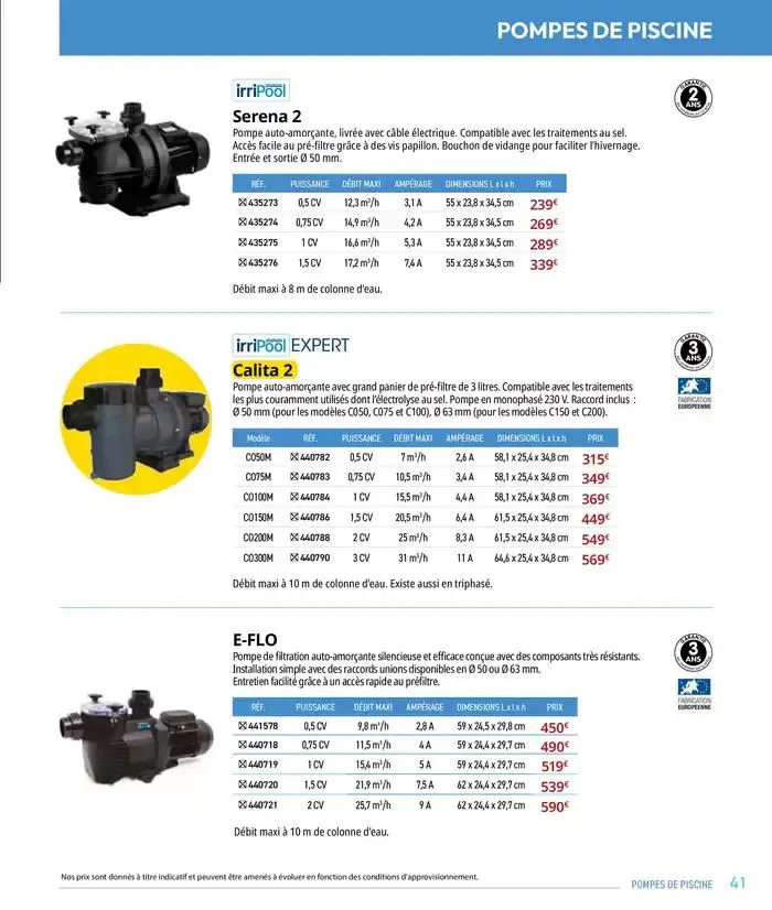 Les plaisir de l'eau Piscine,Spa,Arrosage du 10 mars au 31 décembre 2025 - Catalogue page 41