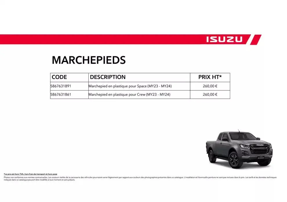 ISUZU SPACE N60B Accessoires du 15 octobre au 15 octobre 2025 - Catalogue page 44
