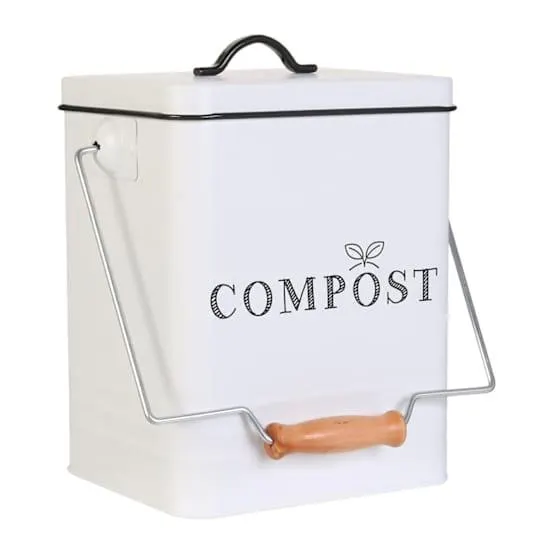 Poubelle de Compostage 5L en Acier Inoxydable Blanc - HARPER
