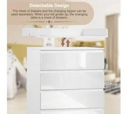 WOLTU Table à Langer.Commode Bébé à Langer Avec 4 Tiroirs En Mdf+En Bois D’ingénierie.80x75x109.2cm.Blanc
