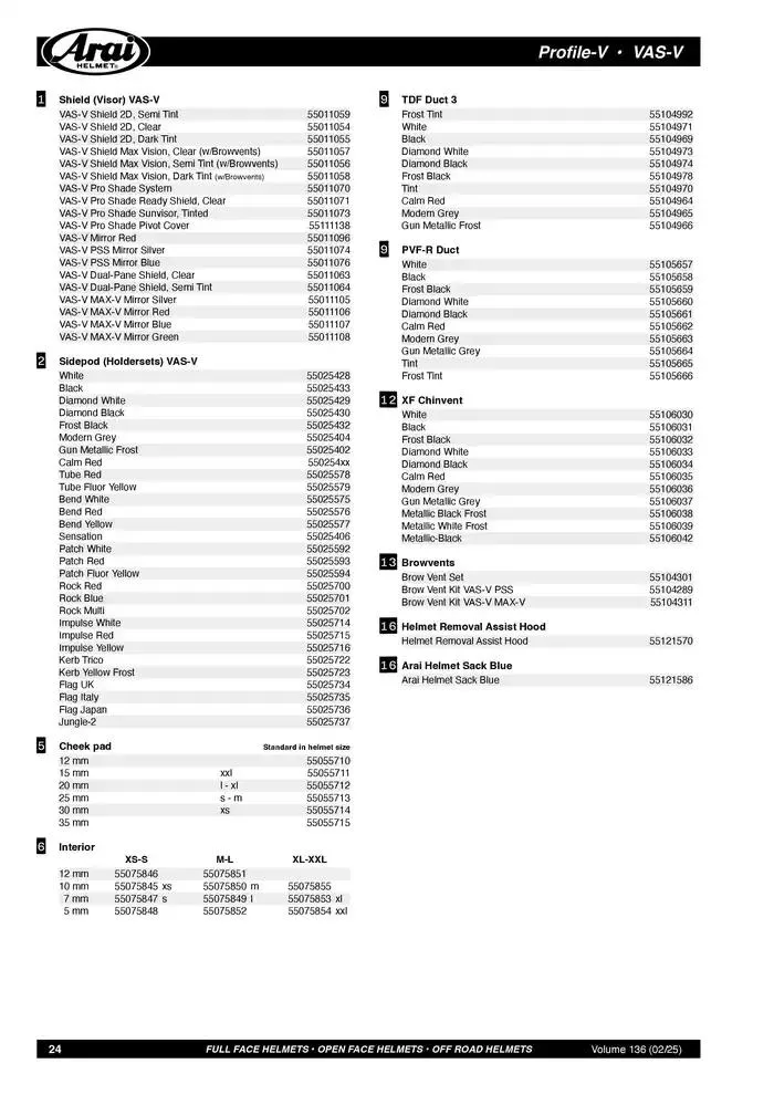 ARAI Parts Book 2025 du 21 février au 31 décembre 2025 - Catalogue page 24