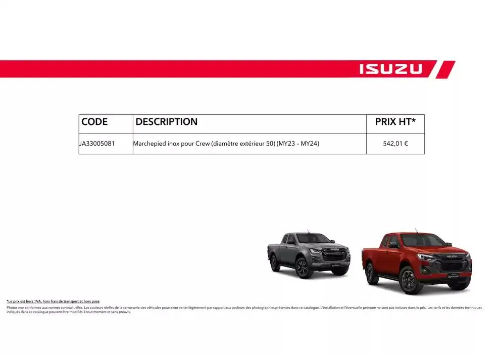 ISUZU SPACE N60B Accessoires du 15 octobre au 15 octobre 2025 - Catalogue page 46
