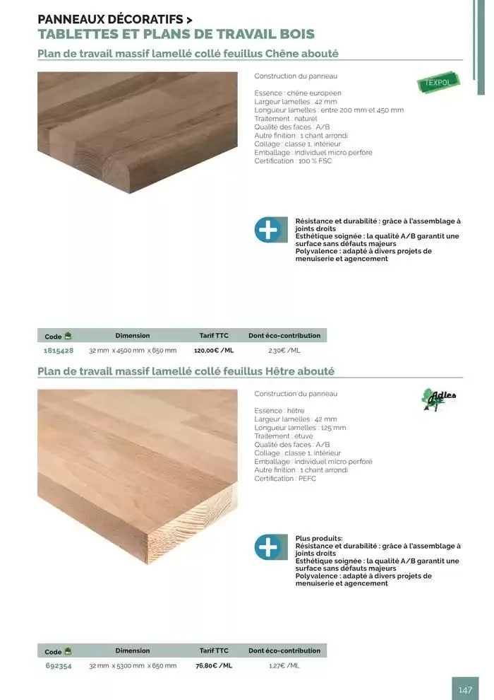 BOIS PANNEAUX 2025 2026 du 30 avril au 31 décembre 2026 - Catalogue page 147