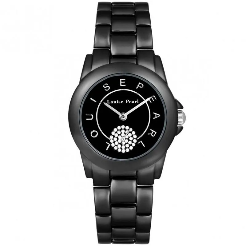 Montre Femme LOUISE PEARL Ornée de Cristaux Swarovski bracelet Acier Noir