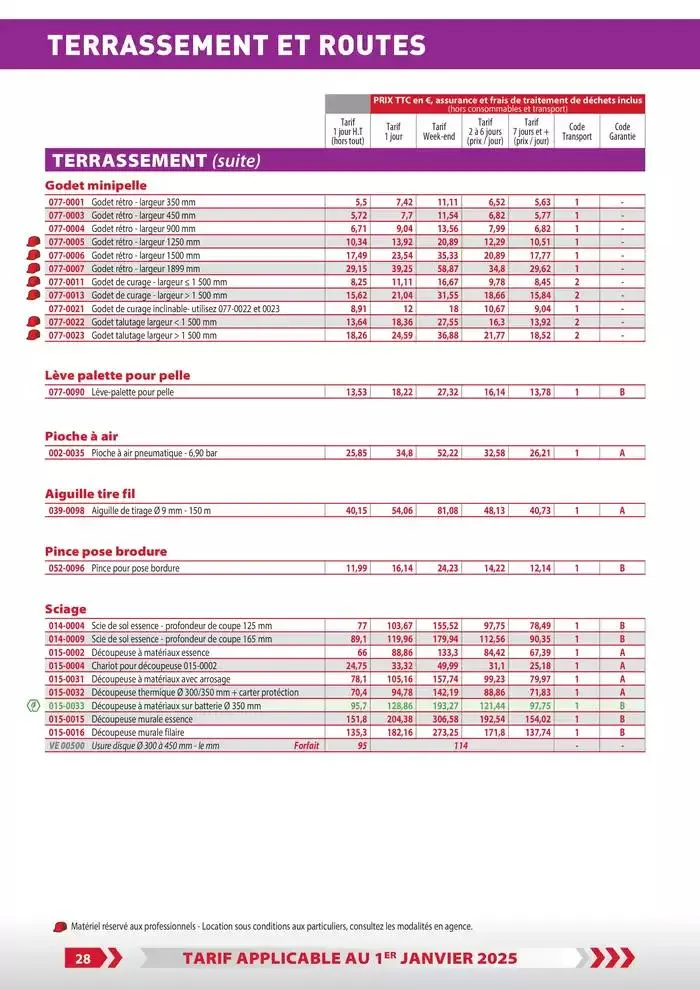 Tarifs particuliers du 3 janvier au 31 décembre 2025 - Catalogue page 30