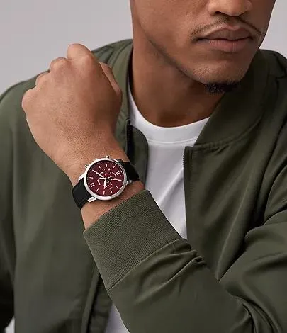 Montre Neutra chronographe, en cuir LiteHide™, noir