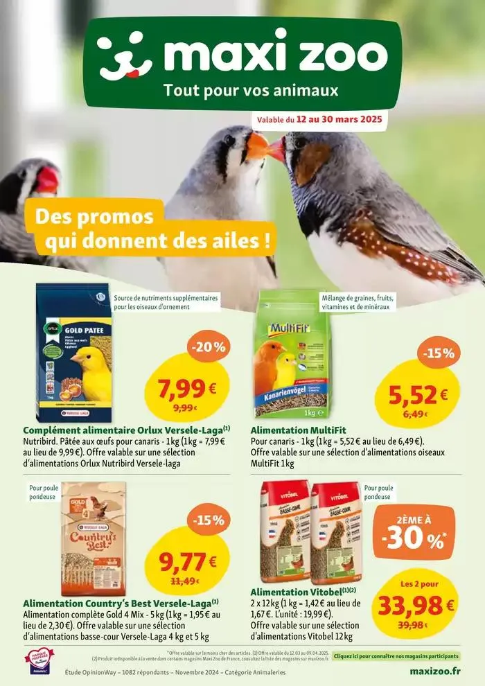 Maxi Zoo, Tout pour vos animaux - Des promos qui donnent des ailes! du 12 mars au 30 mars 2025 - Catalogue page 1