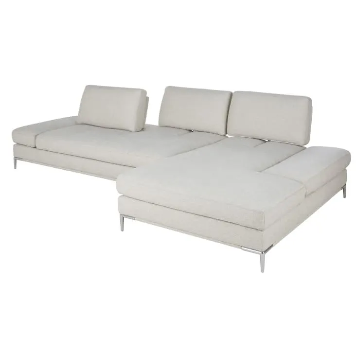 Sofá esquinero derecho de 4/5 plazas respaldo ajuste gris claro moteado