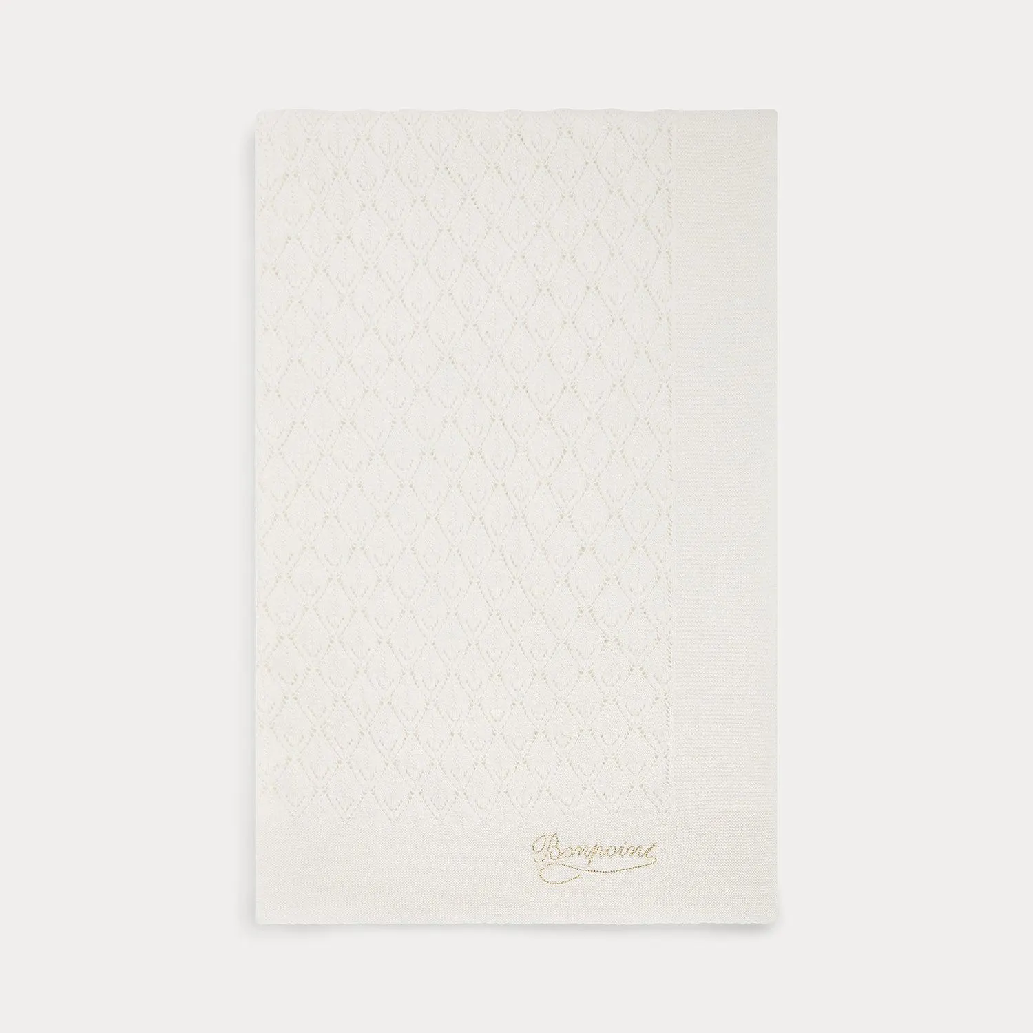 Couverture avec losanges ajourés bébé blanc lait