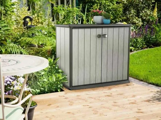 Armoire de jardin résine Keter basse 1000L gris