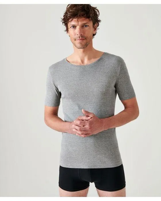 Lot de 2 T-shirts col rond, manches courtes, Essential pur coton peigné