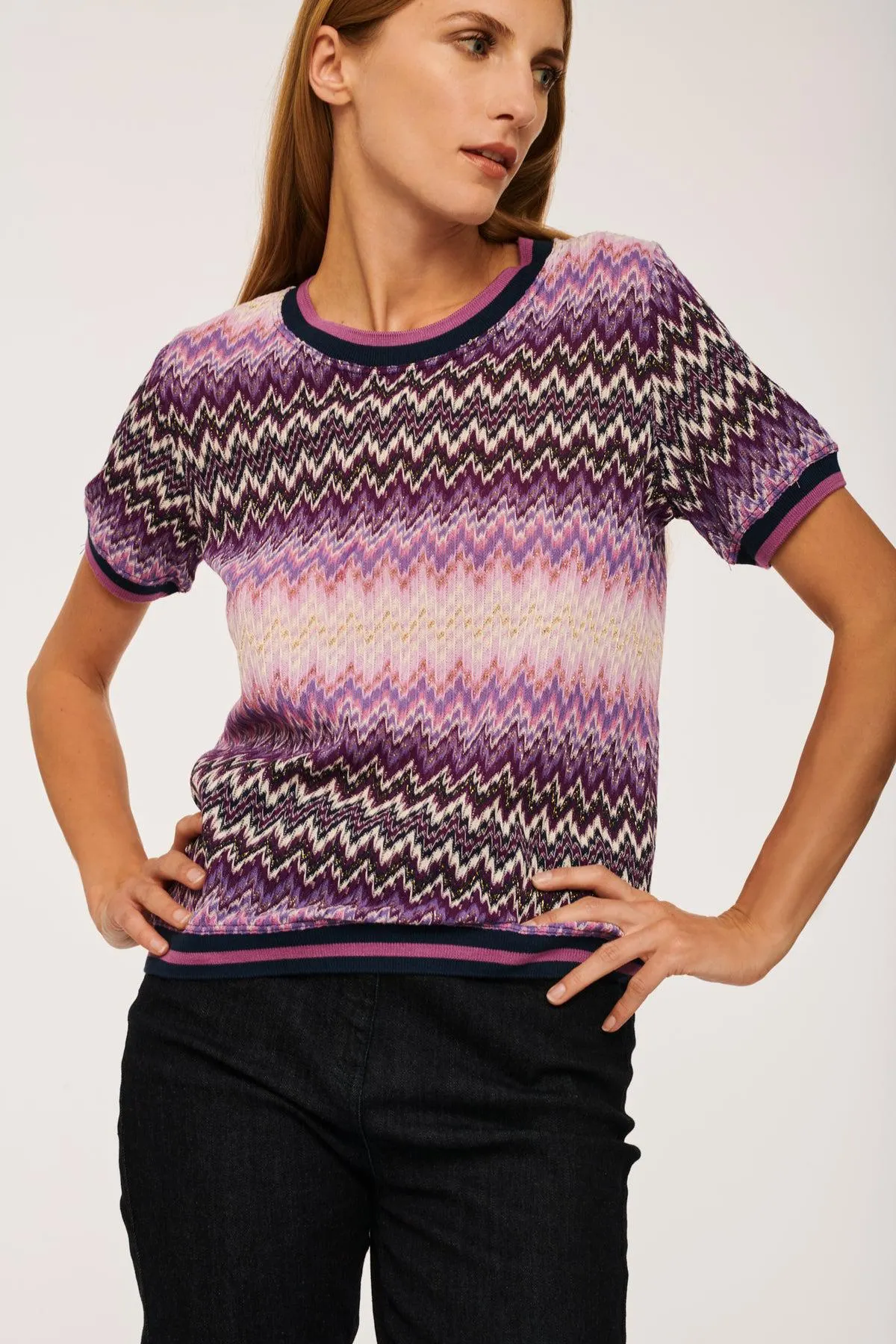Pull en jersey chevron