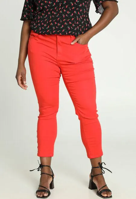 Jean Slim 7/8 'Louise' avec 5 poches et détail bouton-pression