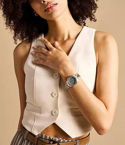 Montre Fossil Blue Dive à trois aiguilles, en acier inoxydable, bicolore