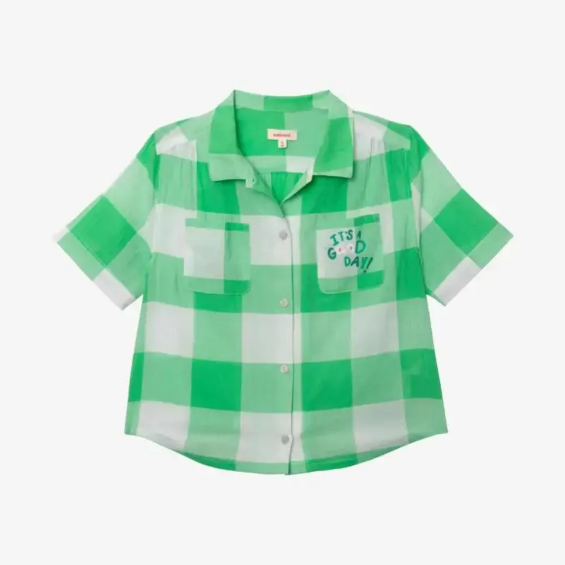 Chemise fille maxi vichy beige Catimini