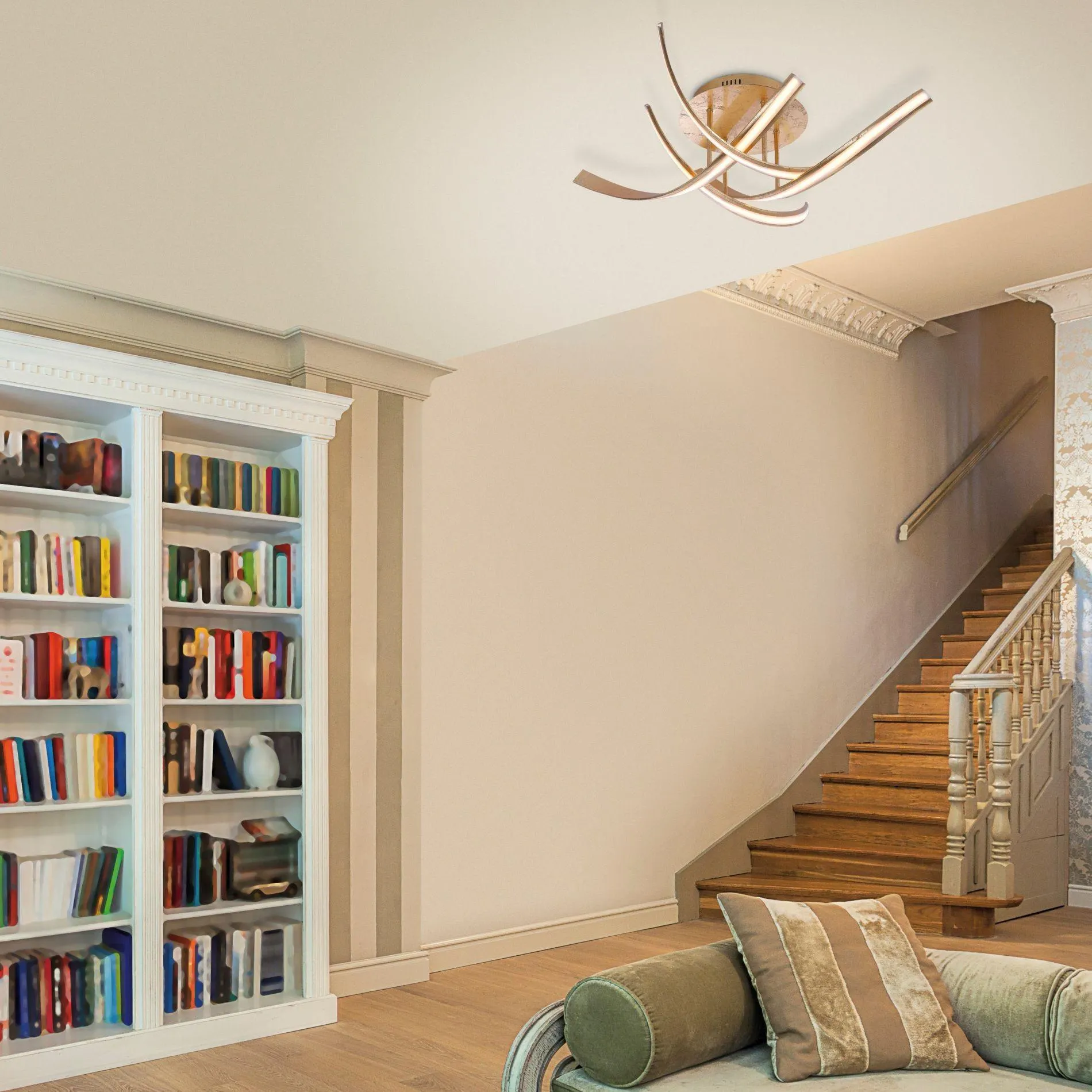 Plafonnier LED design LINDA doré en métal