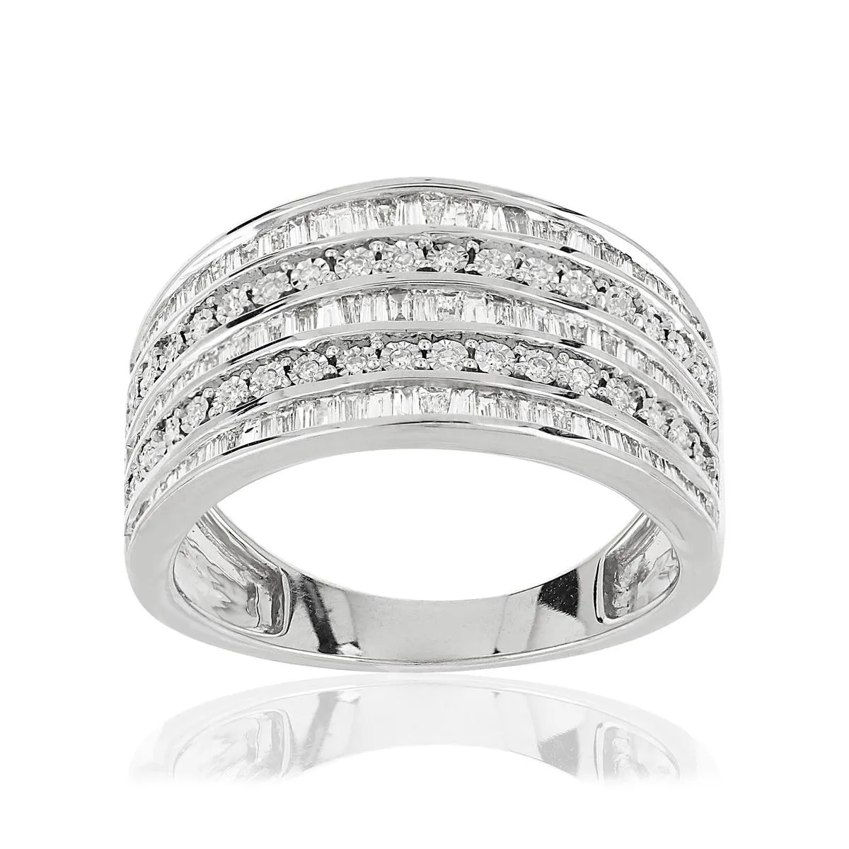 Bague or 750 blanc diamants 0,5 carat
