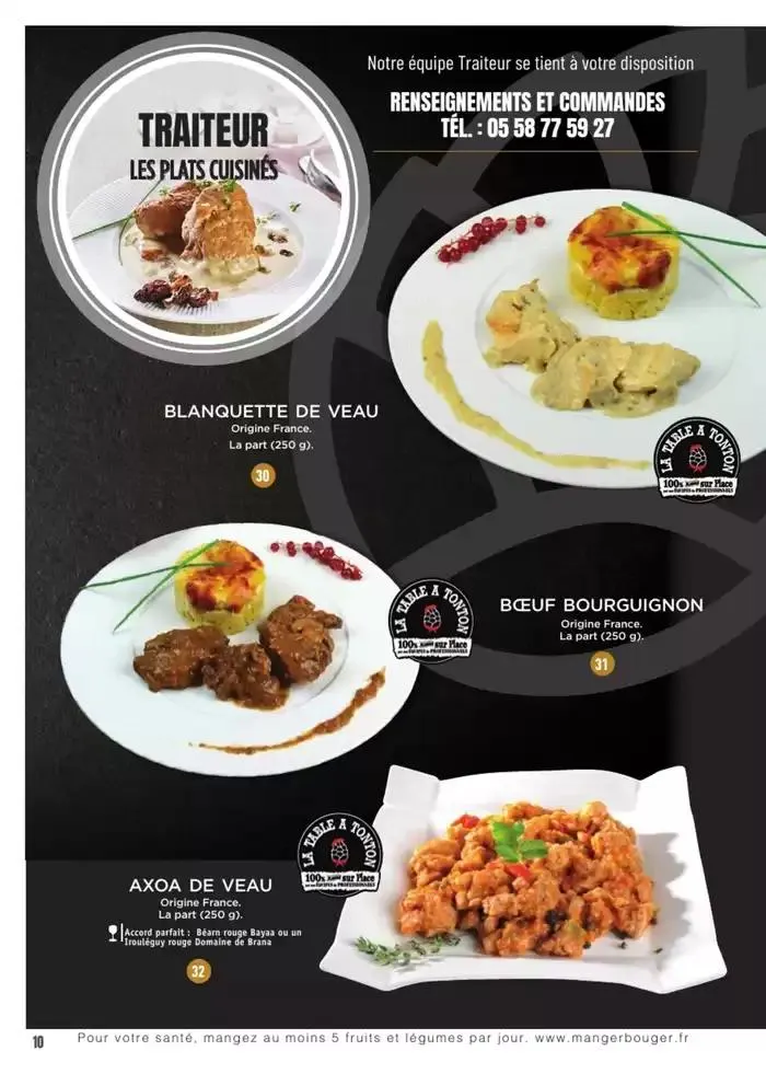 CARTE TRAITEUR PERMANENTE du 3 janvier au 31 décembre 2025 - Catalogue page 40