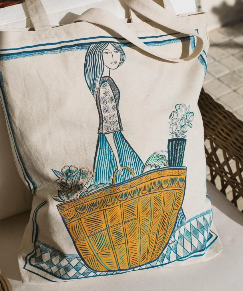 Tote bag en toile Retour du Marché