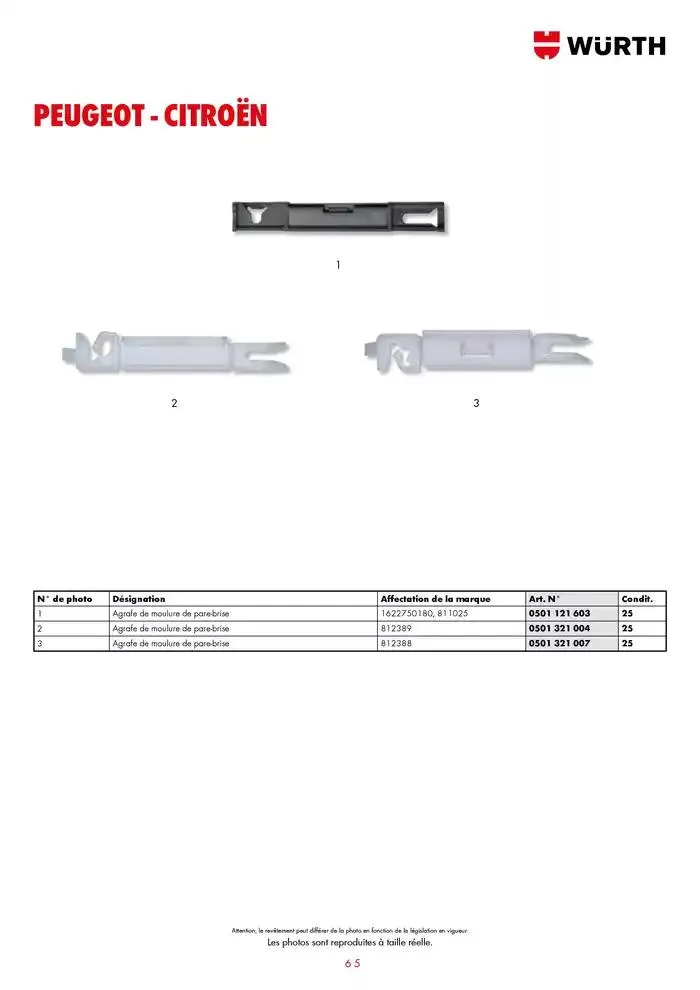 Agrafes de carrosserie du 21 janvier au 31 décembre 2025 - Catalogue page 65