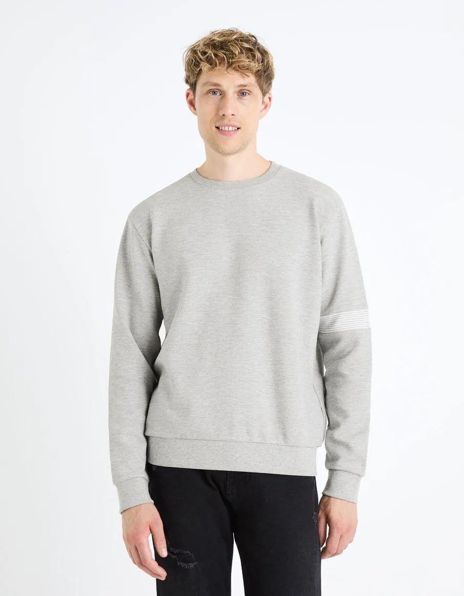 Sweat col rond coton mélangé - gris chine