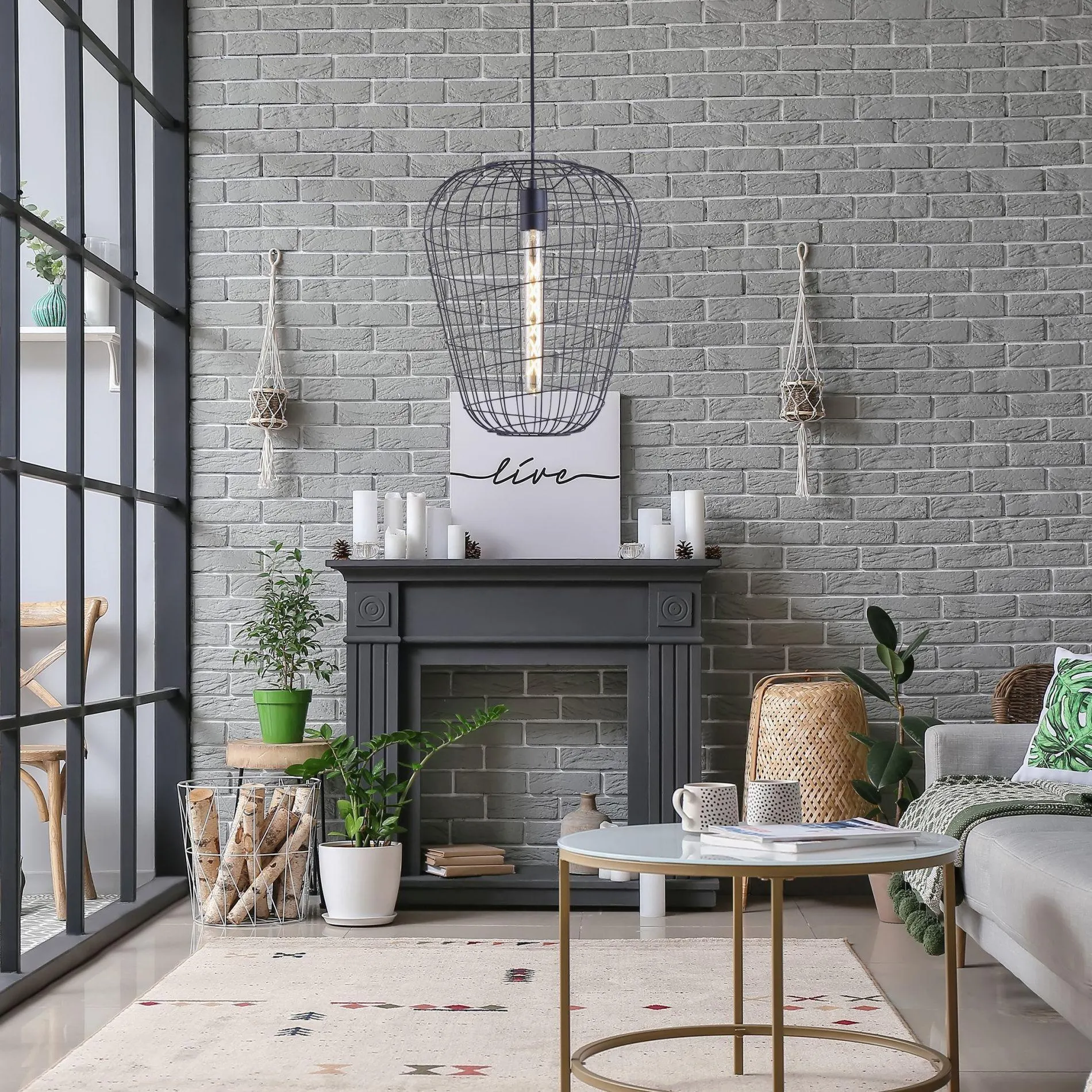 Suspension FABIO (D35cm) en métal noir