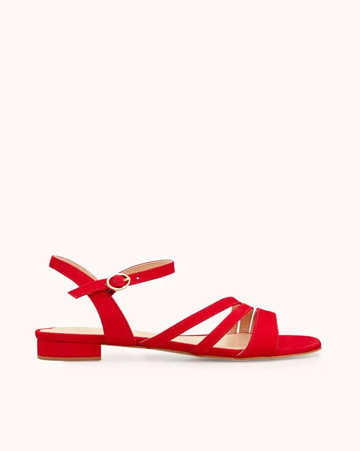 SANDALE PLATE ZEDINI en nubuck rouge