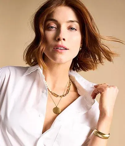 Collier chaîne Heritage Pearl D-Link en acier inoxydable, doré