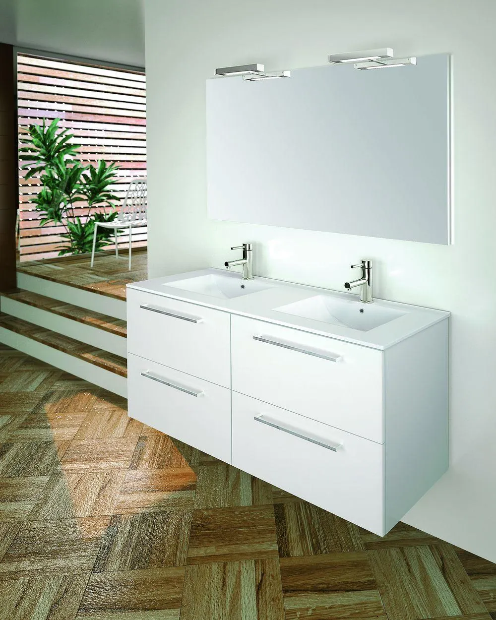 MEUBLE + PLAN SLIM SAPHIR 120 4 TIROIRS BLANC C0070945 ROYO