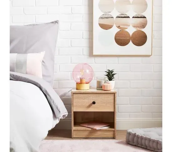 Chevet 1 tiroir JON imitation chêne