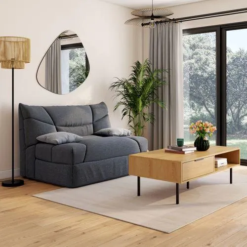 Table basse FELIX imitation chêne et noir