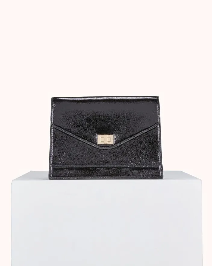 POCHETTE ALIETI en cuir vernis noir
