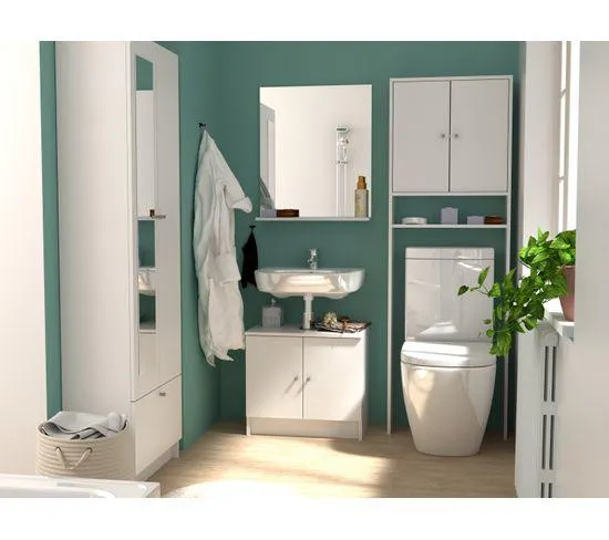 Colonne de salle de bain 2 portes FLASH II blanc