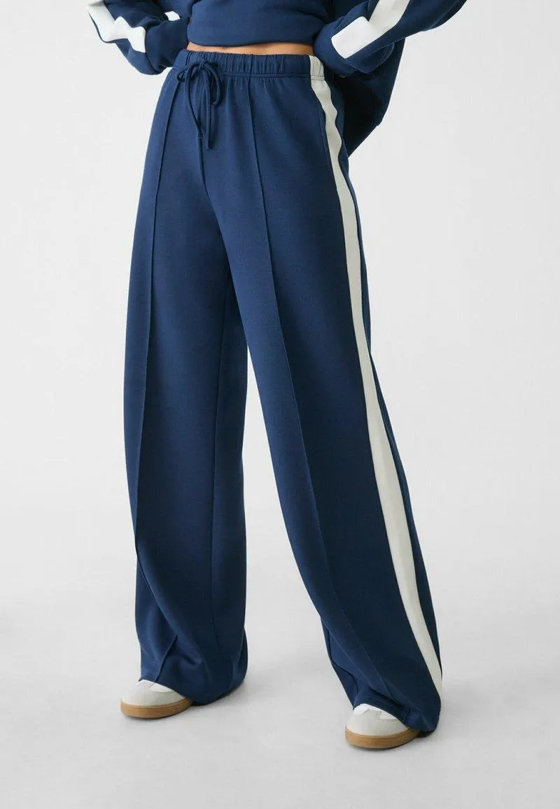 SOFT-TOUCH WIDE WITH SIDE STRIPE - Pantalon de survêtement - dark blue