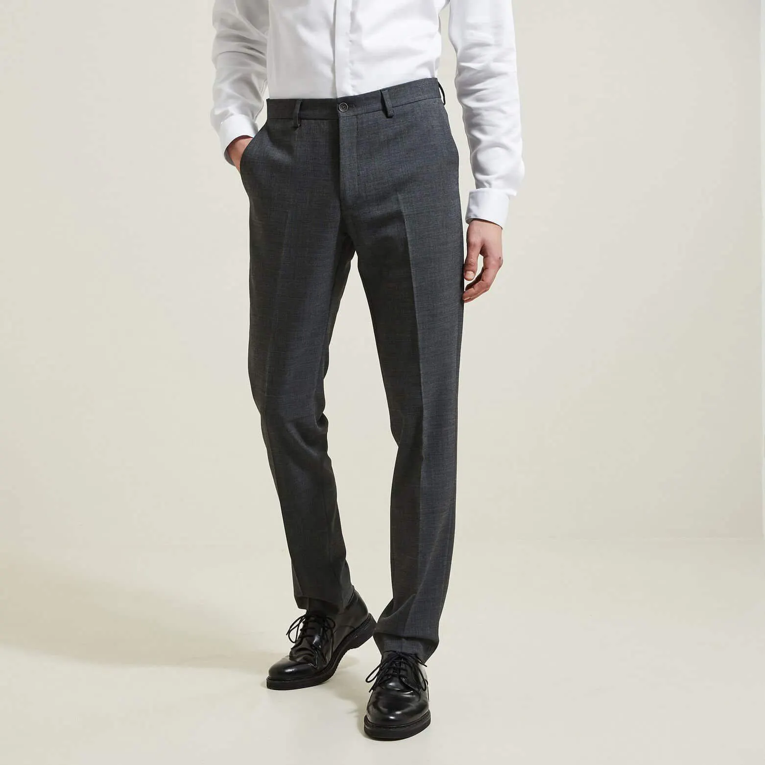 Pantalon de costume slim bi-ton - Gris foncé